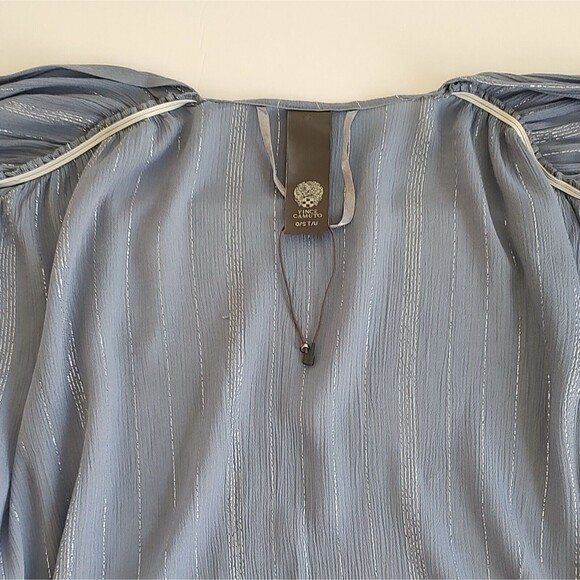Vince Camuto Metallic Striped Blue Gray Kimono Top Wrap Open Front One Size - Picture 5 of 13